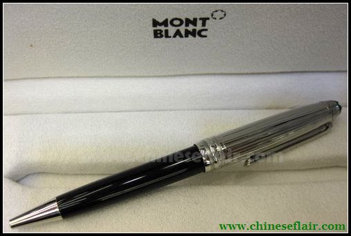 Copy Mont Blanc Silver and Black Ballpoint Pen